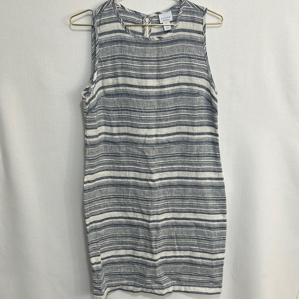 Kenar Gray and White Striped Mini Dress